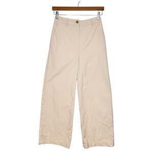 Kookai Wide Leg Crop Pants Size US 0 FR 36 Beige Birch Tan Cotton Neutral Flaw